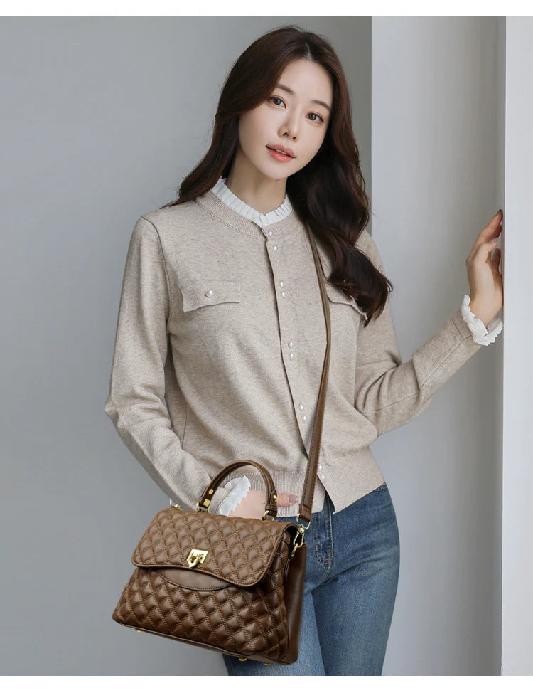 Luxury Large Capacity Multilayer Shoulder Messenger Bag High Quality Leather Handbag Women Designer Crossbody Sac Female Tote