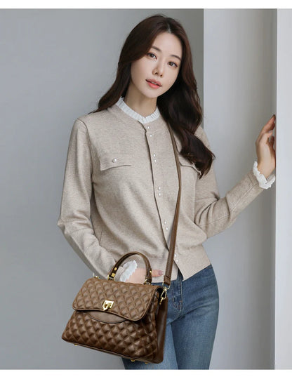 Luxury Large Capacity Multilayer Shoulder Messenger Bag High Quality Leather Handbag Women Designer Crossbody Sac Female Tote