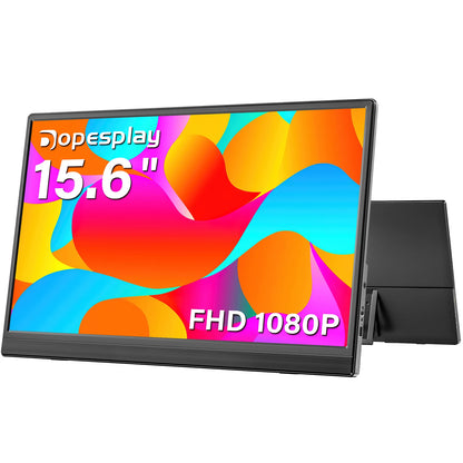 Dopesplay 15.6inch Portable Monitor FHD 1080P IPS External Screen Extender Plug Play Stand Monitors for Laptop Switch Gaming Mac