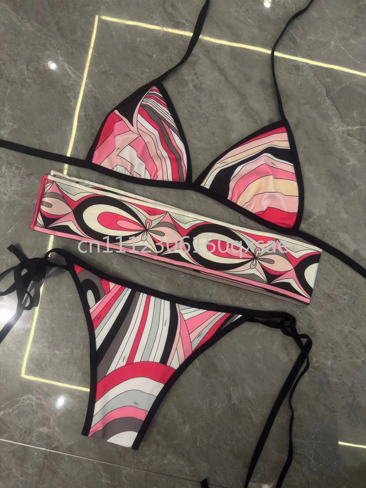 Classic Design Women's Headband Swimsuits with Letter Signature Logo Designer Brand Lady Sexy Scarf Swimsuits Beachwear