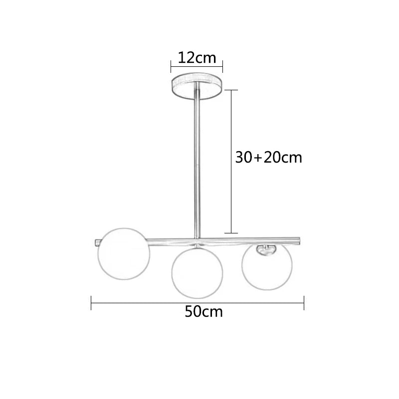 OUDELADILong dining table pendant lights Brass Lighting fixtures living room Restaurant  Kitchen Island Glass ball Chandelier