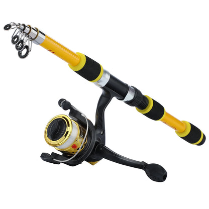 Sougayilang 1.8M Spinning Fishing Rod and Reel Combo 5.2:1 Telescopic Rod with 3BB Fishign Reel Max Drag 5kg Full Fishing Kit