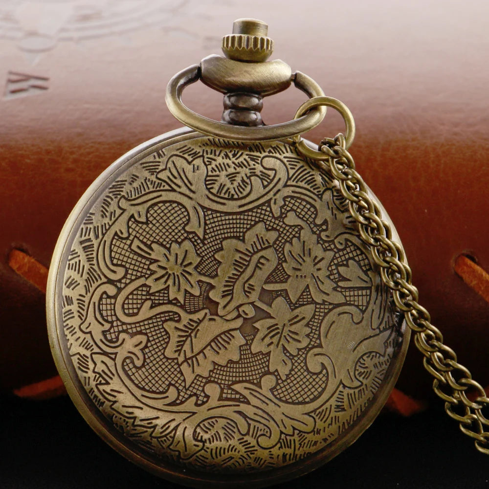 Bronze Mysterious Number Puzzle Men's and Women's Pendant Quartz Pocket Watch Retro Fashion Necklace Student's Best Gift