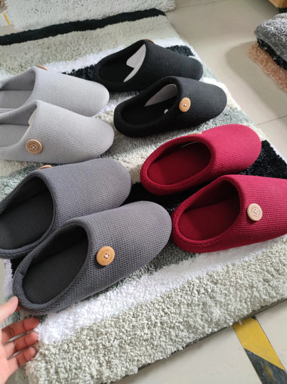 Comwarm Winter Warm Cotton Slippers For Women Men Flats Soft Non-slip Fluffy Shoes Design Slides Couple Indoor House Slippers