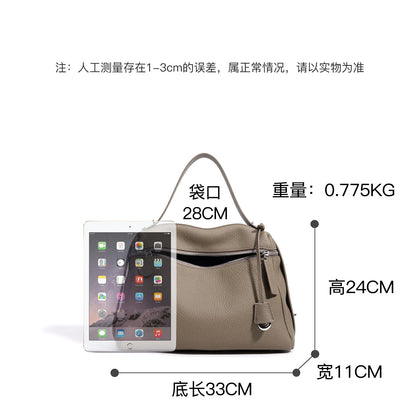 First Layer Cow Leather 33cm Tote Bag Fashionable Women's Bag New Design Large Capacity Soft Portable Shoulder Crossbody Bag