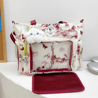 New Sweet Cute Ulzzang Y2K Ita Bags Subculture Dopamine Transparent Display Cool Tote Bag Aesthetic Lace DIY Badge Shoulder Bag