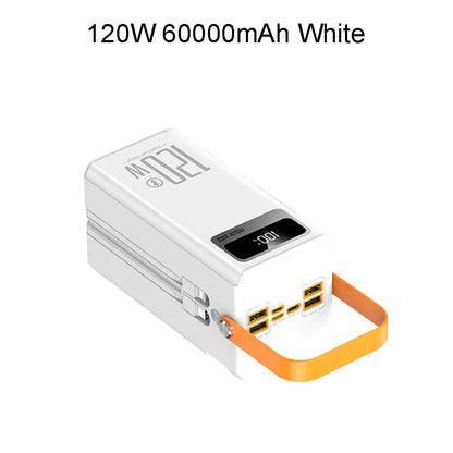 Portable Power Bank 30000mAh 60000mAh 120W Fast Charging Emergency Power Station with LED Charger for Home Camping And Phone