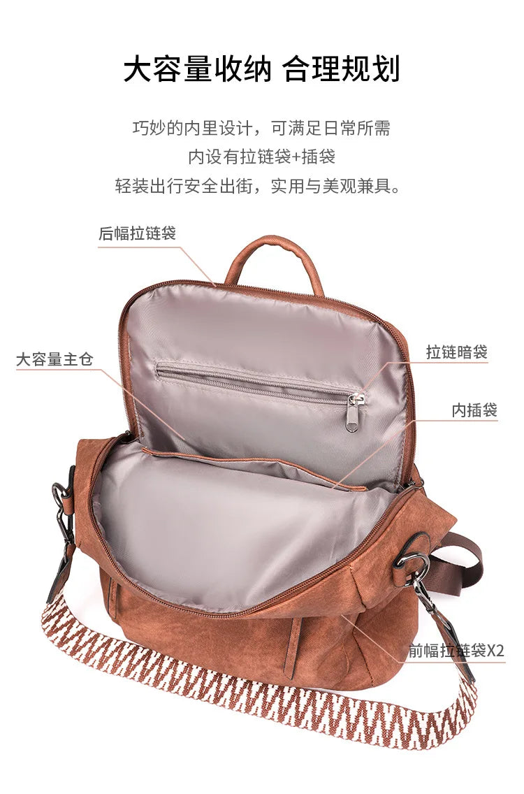Trendy Women's Backpack Soft Leather Versatile Shoulder Crossbody Bag Large Capacity Travel Backpack Designer Luxury Storage Bag