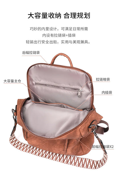 Trendy Women's Backpack Soft Leather Versatile Shoulder Crossbody Bag Large Capacity Travel Backpack Designer Luxury Storage Bag