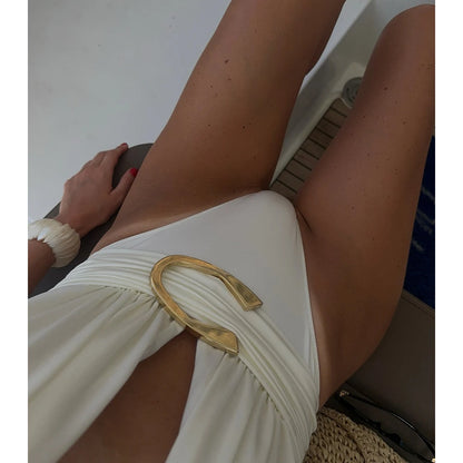 Two Pieces Micro Bikini 2026 Sexy Swimsuit Women Halter Swimwear Biquini Female Solid Bodysuit Bathing Suits Sarong Mini Skirt