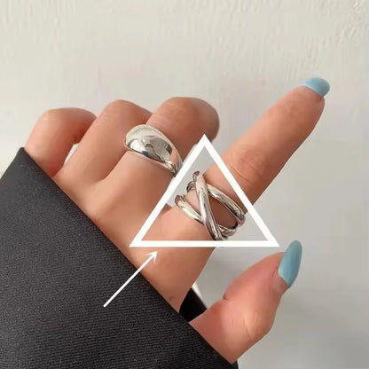 VENTFILLE 925 Sterling Silver Geometric Multilayer Round Bead Ring Female Fashion Punk Temperament Prevent Allergy Charm Jewelry