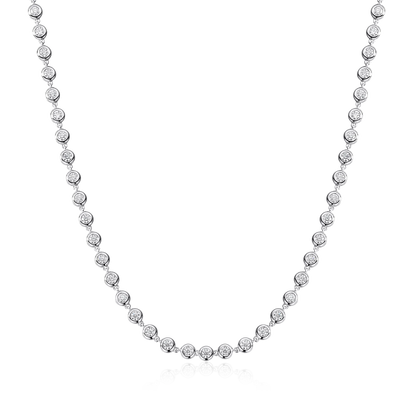 COSYA 3mm All Round Moissanite Tennis Necklace for Women 100% S925 Silver Plated 18K Gold Bubble Certified Party Fine Jewelry