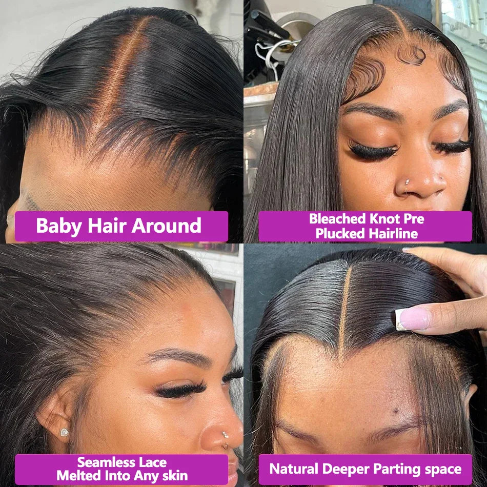 40 Inch 13x6 Hd Straight Lace Frontal Wigs Transparent Brazilian Lace Front Human Hair Wig For Women 360 Full Lace Wig