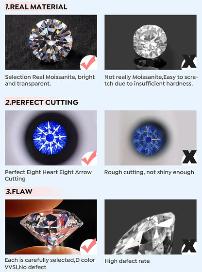 Fashion Real Round Moissanite Diamond V-shaped Rings for Women Daily Wear Anniversary Party 925 Sterling Silver Fine Jewelry