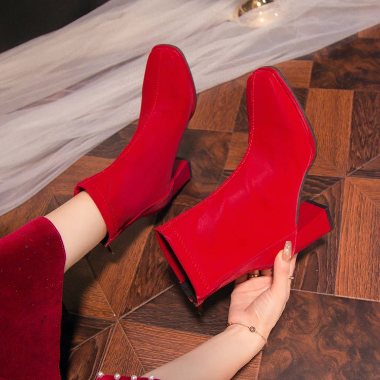 Big Red Boots Woman Shoes Wedding Bride Elegant Boot and Ankle Boots for Women Chunky Fashion Luxury Fashion High Heels on Offer