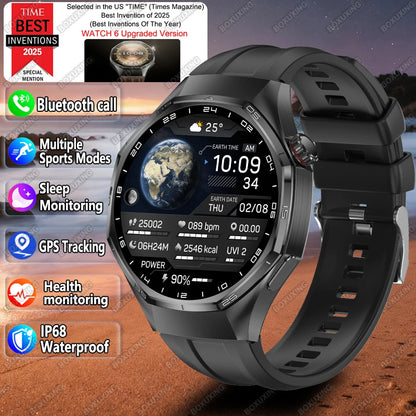 2026 New Global Version Watch 6 Pro GPS Smart Watch Men AMOLED Screen Sports Fitness Track Bluetooth Call Waterproof Smartwatch
