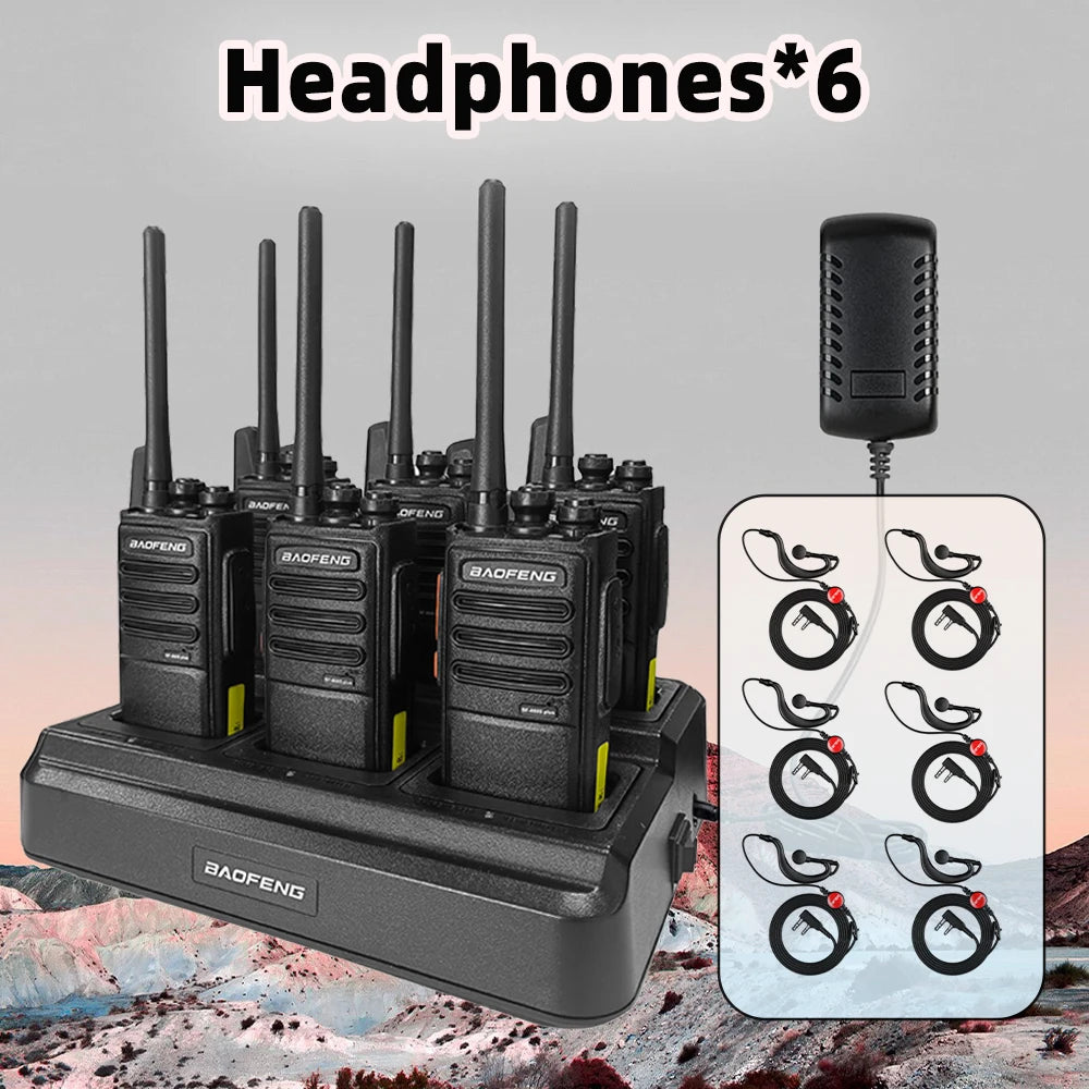 6-Pack Baofeng Walkie Talkie BF-888S PLUS 16CH 3-5km Long Range with Multi-unit Charging Portable Handheld Radio BF-888S Upgrad