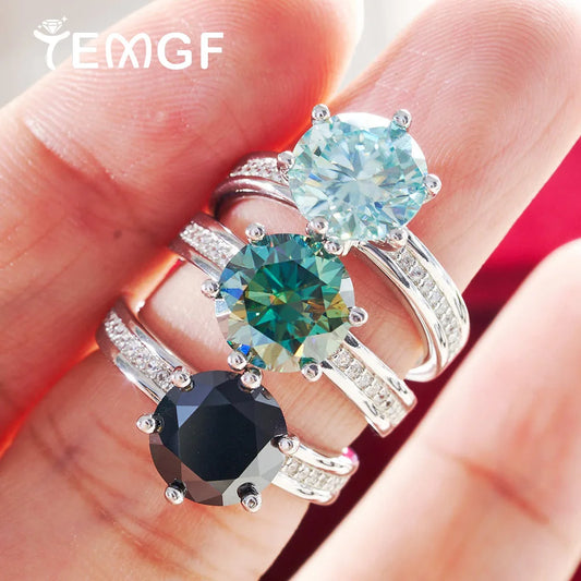 Certified 3CT Colorful Moissanite Engagement Rings for Women D Color Lab Diamond 925 Sterling Silver Luxury Wedding Band Jewelry