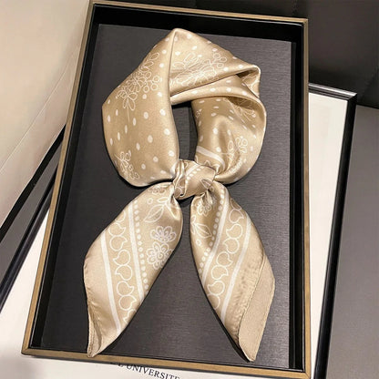 2025 New Paisley Print Silk Scarf for Women Square Hijab Soft Neck Tie Female Fashion Decoration Silk Headscarf 70*70cm Kerchief