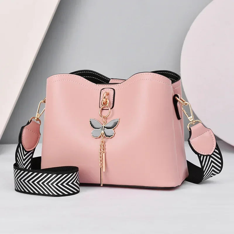 2025 Women White Handbag New Designer Butterfly Tassel PU Leather Messenger Bags Ladies Crossbody Female Tote Shoulder Bag