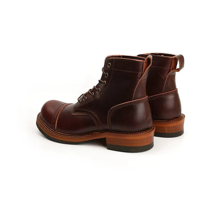 New Designer Handmade Men Ankle Boots Autumn Winter Round Toe Tooling British Genuine Cow Leather Shoes Desert Motorcycle Boots