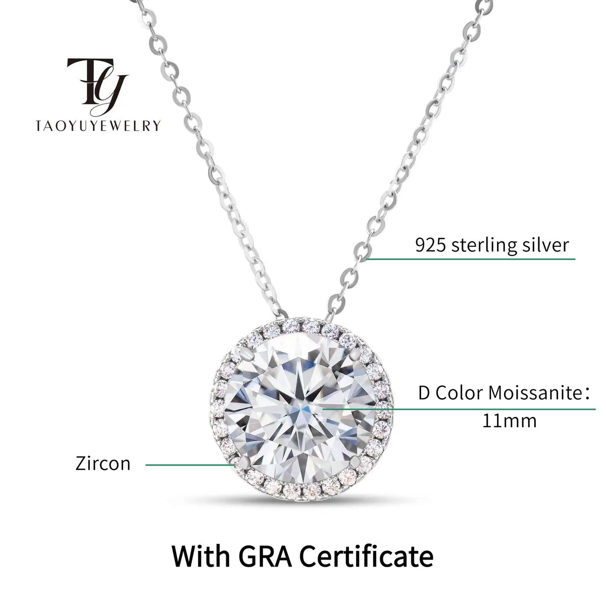 5CT D Color Moissanite Classic Pendant Necklace Fairy Necklace Real 925sterling Silver Women Fine Jewelry For Valentine's Party