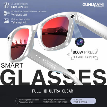 New 8MP Camera Smart Glasses Photography Video AI Intelligent Interactive Translation Call Smart Sunglasses Men Women Eyeglass