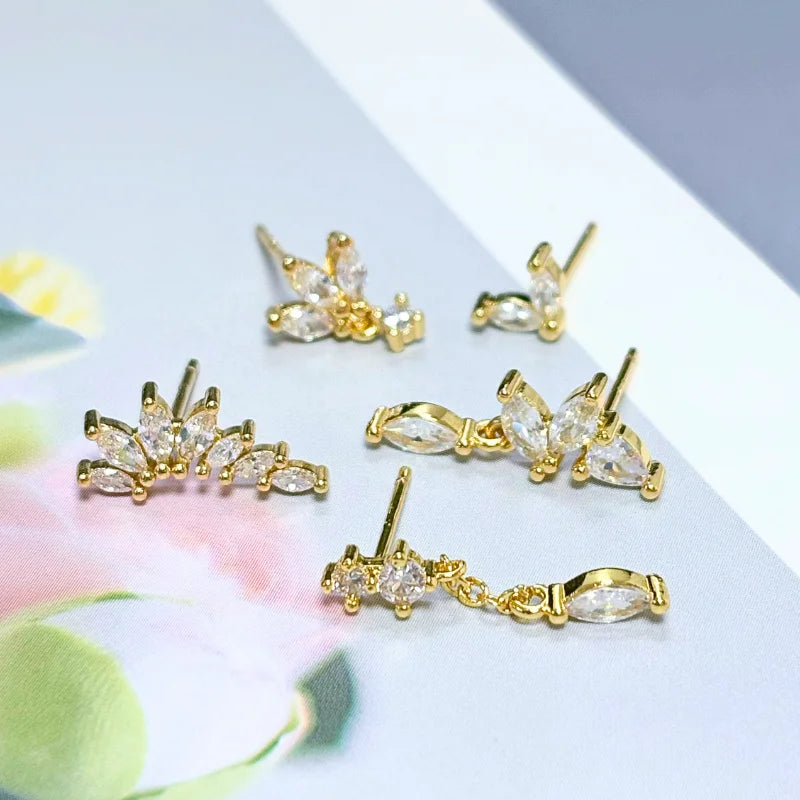 Women's 925 Sterling Silver Ear Needle Crystal Zircon Water Droplets Stud Hoop Gold Huggie Earrings Premium Luxury Party Jewelry