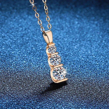 NASIAReal 3 Stone 0.9cttw Moissanite Pendant Necklace for Women GRA S925 Sterling Silver Diamond Chain Necklaces Jewelry 2026