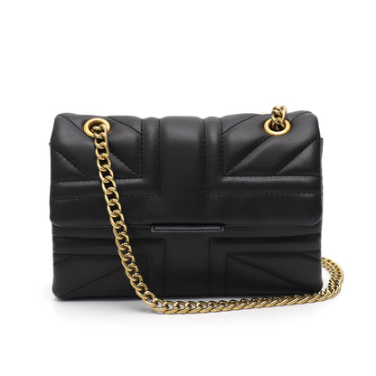 Women Fashion Metallic PU Vegan Leather Handbag Luxury Quilted Flap Messenger Shoulder Bag Long Chain Purse Daily Casual Travel