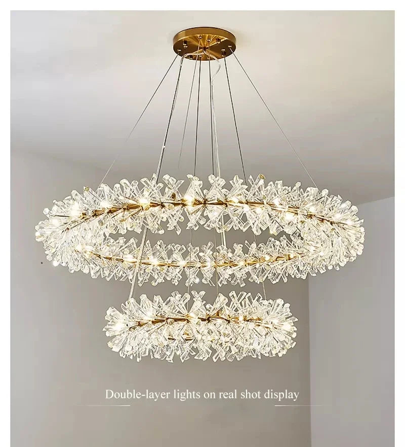 French crystal chandelier, romantic firefly, snowflake, light luxury, modern creativity, warm bedroom, dining room chandeliers