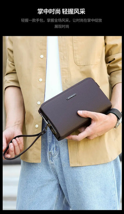 Leather Wallet FL-V1 Men Business Clutch Bag Smart Fingerprint Lock Security Anti Theft Handbag Black Safety Men Wallet сумка 가방