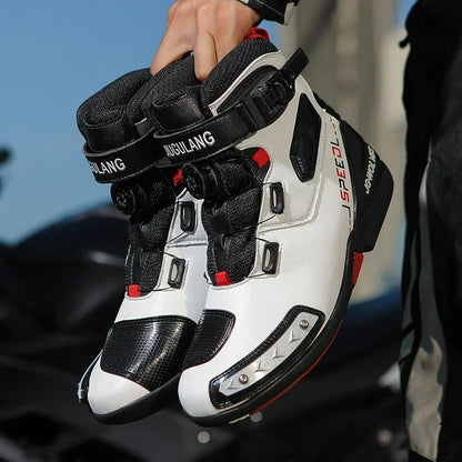 Men Leather Motos Breathable Anti Slip Wear-resistant Riders Boots Motorbike Racing Ankle Length Shoes 2024 New Motorcycle Boots