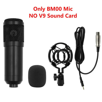 V9XPro Sound Card Studio Mixer Noise Reduction Portable Microphone Voice BM800 Live Broadcast for Phone Computer Record V9X Pro