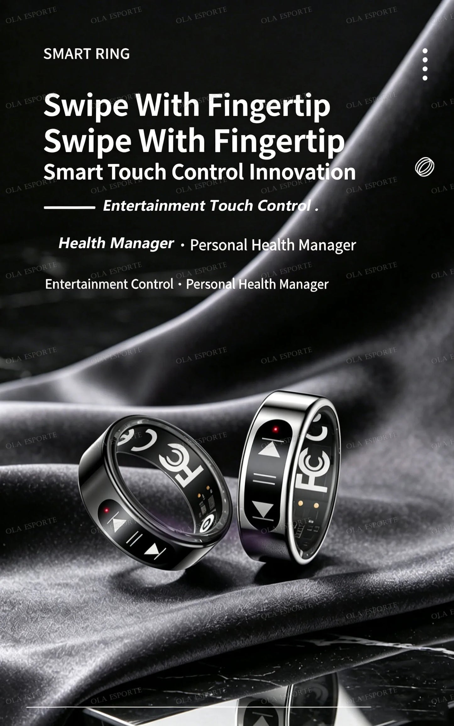 Smart Ring Video Controls,Sswipe up/down to turn pages,Music controls,Heart Rate Blood Oxygen Monitor,5ATM Waterproof Rings 2026