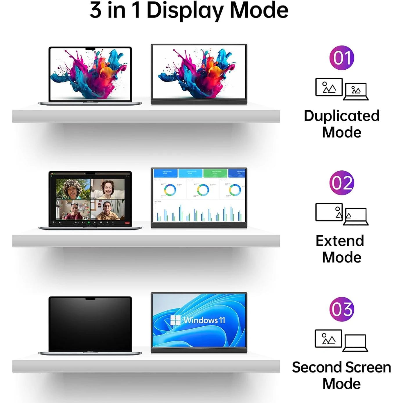 AHXJKA 15.6”Portable Monitors Game Screen HD Computer Expand  Laptop Second Display Speaker For XBox PS4/5 Switch With Speaker