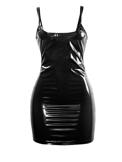 Women Sexy PU Leather Party Night Club Elegant Slip Bodycon Sleeveless Bodycon Mini Dress Ladies Summer Short Dresses