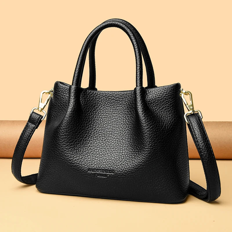 Women Soft Leather Top-Handle Bags Luxury Designer Handbag Solid Color Ladies Shoulder Crossbody Bag And Purse Commuting Sac