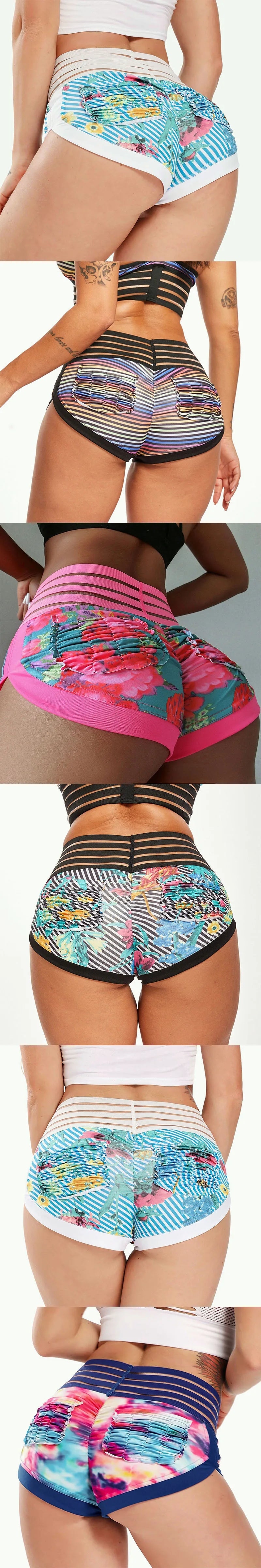 Fashionable Printed Shorts, High Waisted and Hip Lifting Sports and Fitness Running Three Quarter Pants