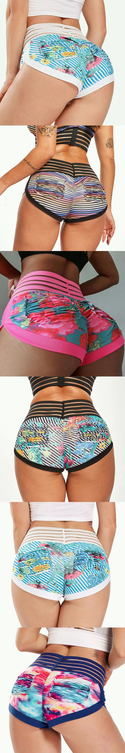 Fashionable Printed Shorts, High Waisted and Hip Lifting Sports and Fitness Running Three Quarter Pants