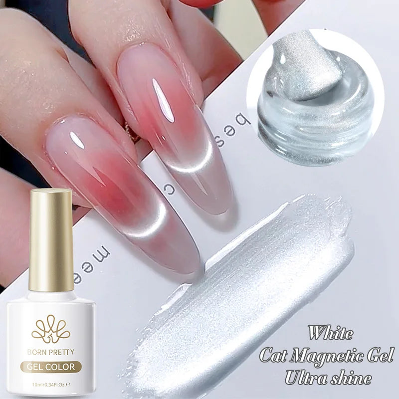 BORN PRETTY 10ml Cat Magnetic Gel Nail Polish Moonlight Glass Bead Water Light Crystal Soak Off UV Varnish For DIY Nail Art