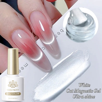 BORN PRETTY 10ml Cat Magnetic Gel Nail Polish Moonlight Glass Bead Water Light Crystal Soak Off UV Varnish For DIY Nail Art