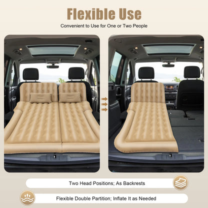 Universal Foldable Inflatable Bed Portable Inflatable Mattress Set Car Back Seat Sleeping Flocking Air Bed Cushion w/Pump+Pillow