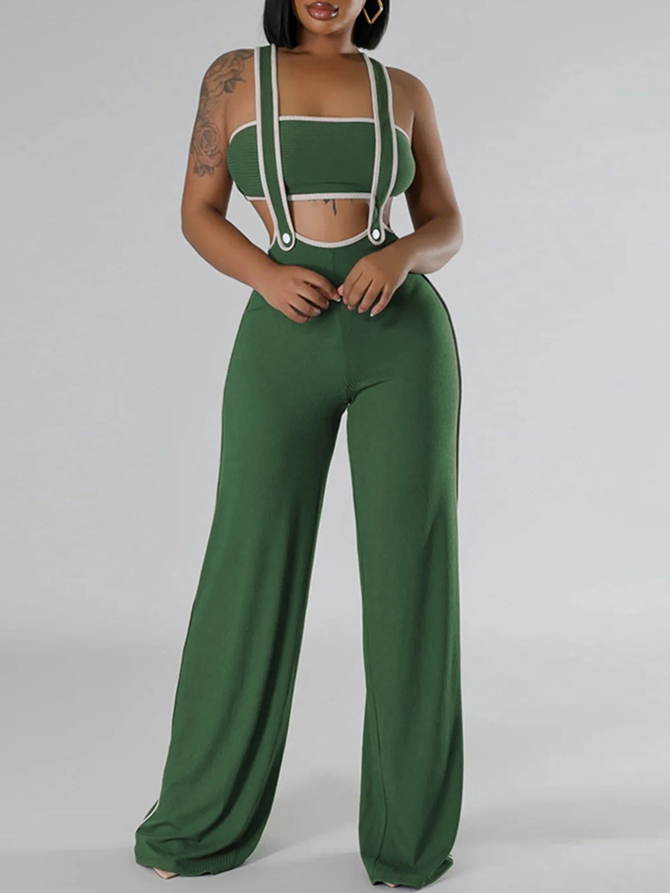 Sexy jumpsuit women pants summer casual Pants set jumpsuits Wide leg pants body party club outfits bodysuit Two pieces overalls