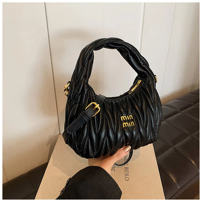 Fashion Pleated Cloud Shoulder Bags for Women Removable Shoulder Strap Crossbody Bag PU Handbags Ladies Shopping Small Bag Purse