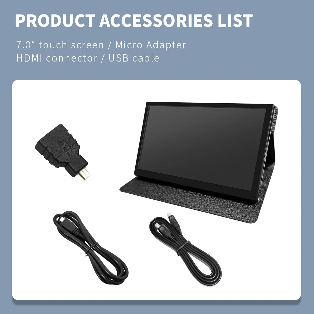 7 Inch LCD IPS Display HDMI-compatible Touch Screen with Case 1024x600 Resolution for Raspberry Pi 3 Pi4 PC Portable Monitor