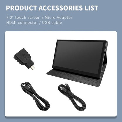 7 Inch LCD IPS Display HDMI-compatible Touch Screen with Case 1024x600 Resolution for Raspberry Pi 3 Pi4 PC Portable Monitor