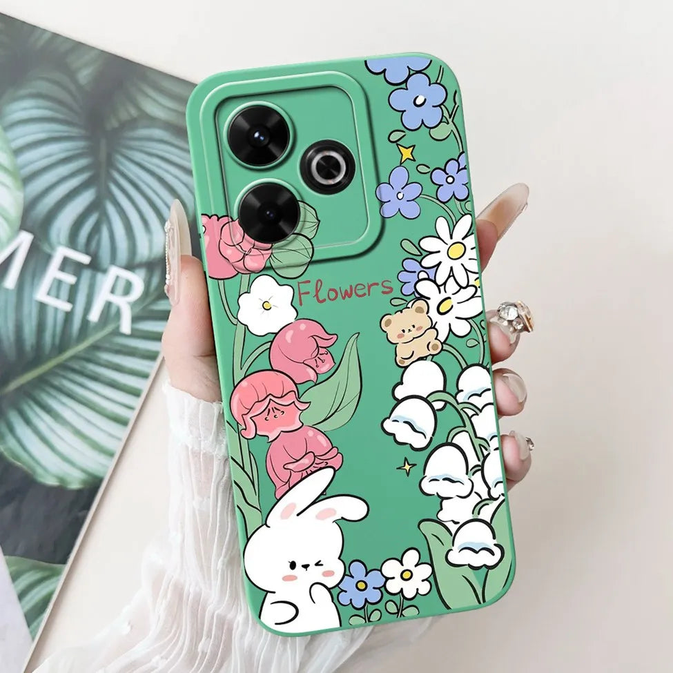 Casing For Redmi 13 Case 13 5G Cute Cat Fashion Luxury Flowers Silicone Shockproof Back Cover For Redmi 13 5G Phone Case Bumper