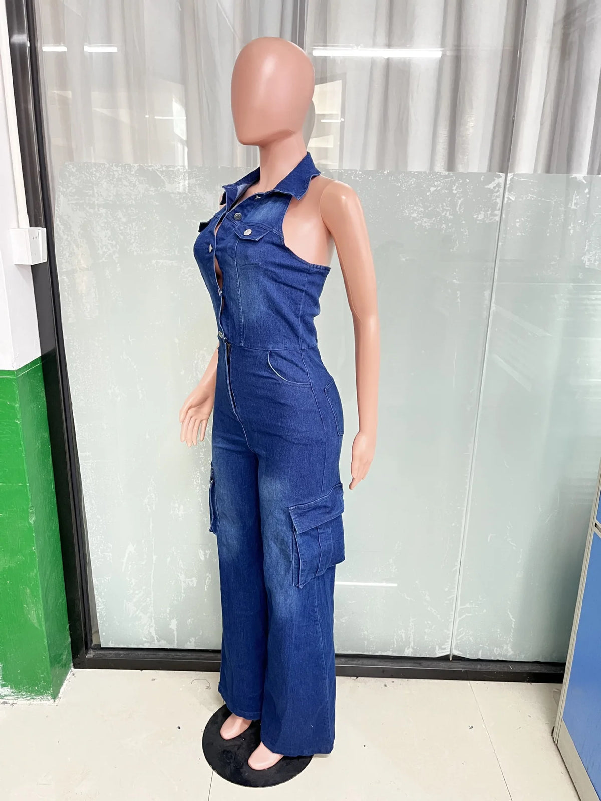 Jumpsuits Women Demin Overalls Sexy One Piece Long Pants High Waist Mom Jeans Halter Streetwear Rompers Summer Y2k Streetwear