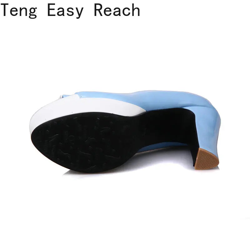 New Platform Square High Heel Women Pumps Sweet Butterfly Knot Women High Heel Shoes Mixed Color Party Women's Shoes